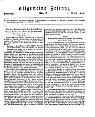 Allgemeine Zeitung Dienstag 17. März 1801