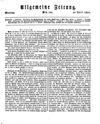 Allgemeine Zeitung Montag 20. April 1801