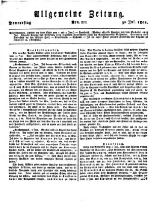 Allgemeine Zeitung Donnerstag 30. Juli 1801