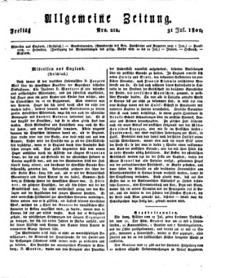 Allgemeine Zeitung Freitag 31. Juli 1801