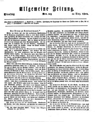 Allgemeine Zeitung Dienstag 11. August 1801