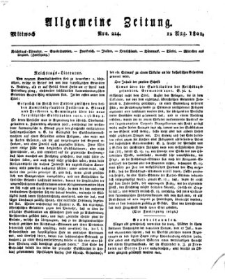 Allgemeine Zeitung Mittwoch 12. August 1801