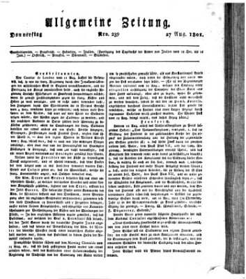 Allgemeine Zeitung Donnerstag 27. August 1801