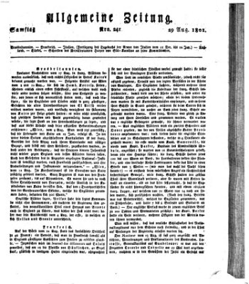 Allgemeine Zeitung Samstag 29. August 1801