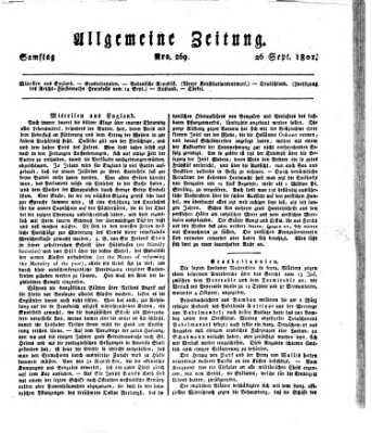 Allgemeine Zeitung Samstag 26. September 1801