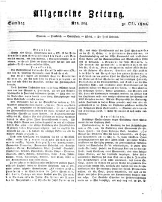 Allgemeine Zeitung Samstag 31. Oktober 1801