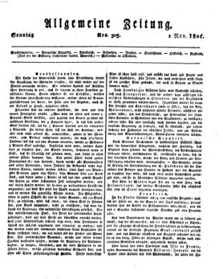 Allgemeine Zeitung Sonntag 1. November 1801