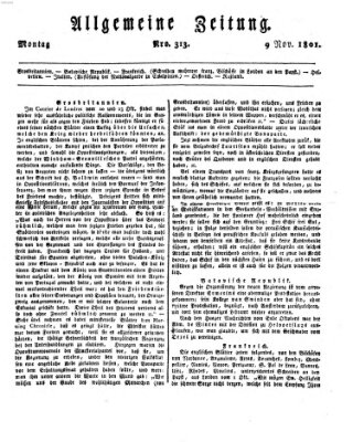 Allgemeine Zeitung Montag 9. November 1801