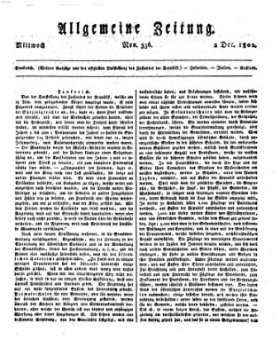 Allgemeine Zeitung Mittwoch 2. Dezember 1801