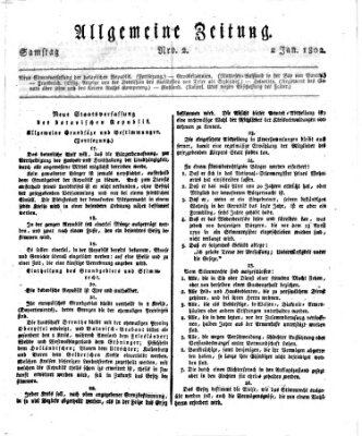 Allgemeine Zeitung Samstag 2. Januar 1802
