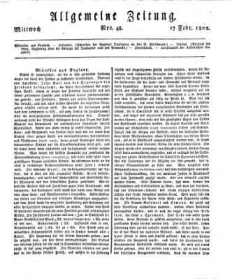 Allgemeine Zeitung Mittwoch 17. Februar 1802
