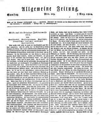 Allgemeine Zeitung Samstag 7. August 1802