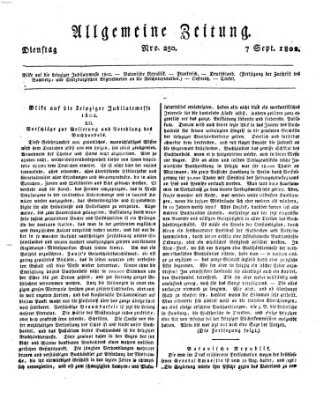 Allgemeine Zeitung Dienstag 7. September 1802