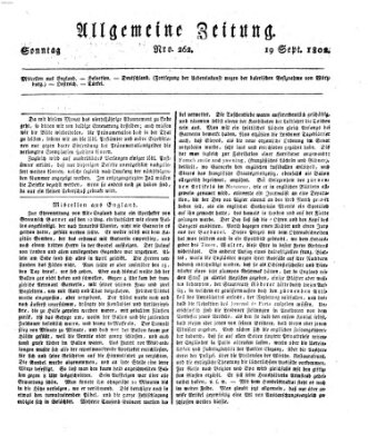 Allgemeine Zeitung Sonntag 19. September 1802