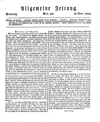 Allgemeine Zeitung Sonntag 28. November 1802