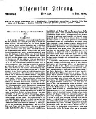 Allgemeine Zeitung Mittwoch 8. Dezember 1802