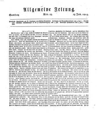 Allgemeine Zeitung Samstag 15. Januar 1803