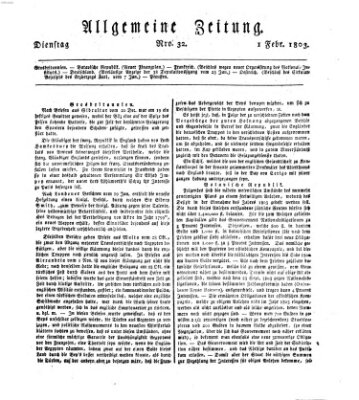 Allgemeine Zeitung Dienstag 1. Februar 1803