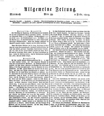 Allgemeine Zeitung Mittwoch 2. Februar 1803