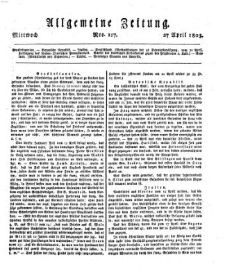 Allgemeine Zeitung Mittwoch 27. April 1803