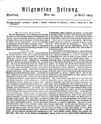 Allgemeine Zeitung Samstag 30. April 1803