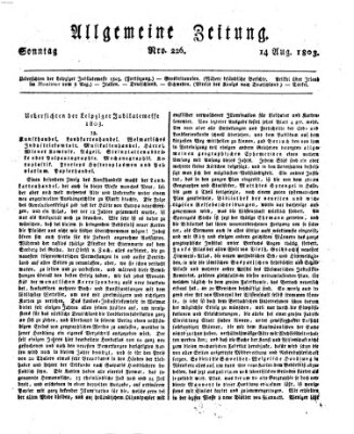 Allgemeine Zeitung Sonntag 14. August 1803