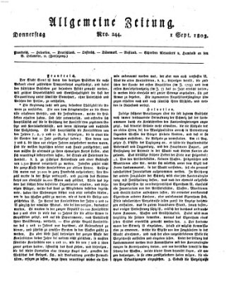 Allgemeine Zeitung Donnerstag 1. September 1803