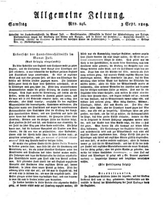 Allgemeine Zeitung Samstag 3. September 1803