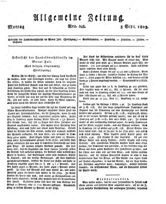 Allgemeine Zeitung Montag 5. September 1803