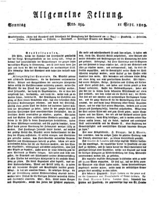 Allgemeine Zeitung Sonntag 11. September 1803