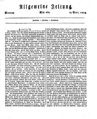 Allgemeine Zeitung Montag 19. September 1803