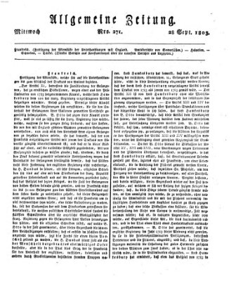 Allgemeine Zeitung Mittwoch 28. September 1803
