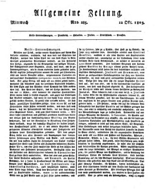 Allgemeine Zeitung Mittwoch 12. Oktober 1803