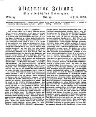 Allgemeine Zeitung Montag 8. Februar 1808