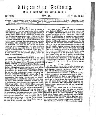 Allgemeine Zeitung Freitag 26. Februar 1808
