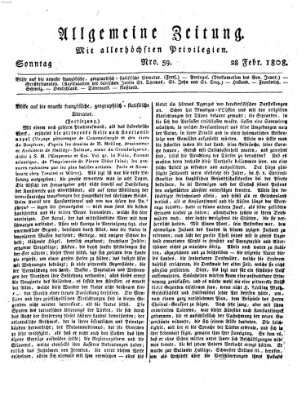 Allgemeine Zeitung Sonntag 28. Februar 1808