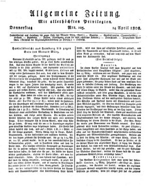 Allgemeine Zeitung Donnerstag 14. April 1808