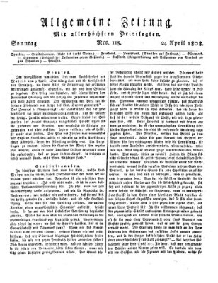 Allgemeine Zeitung Sonntag 24. April 1808