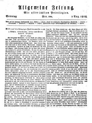 Allgemeine Zeitung Sonntag 7. August 1808