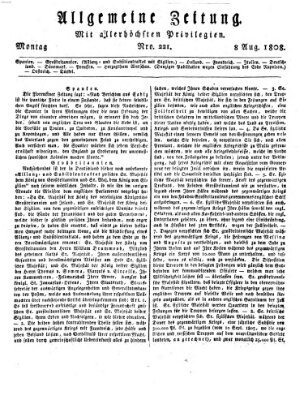 Allgemeine Zeitung Montag 8. August 1808