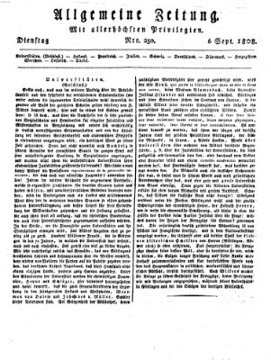 Allgemeine Zeitung Dienstag 6. September 1808