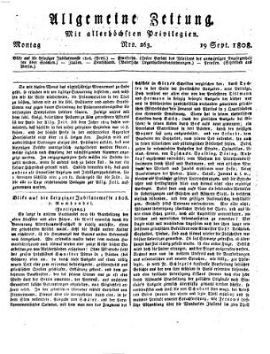 Allgemeine Zeitung Montag 19. September 1808