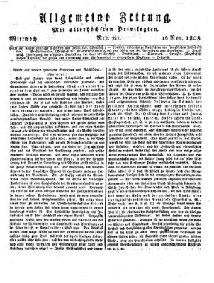 Allgemeine Zeitung Mittwoch 16. November 1808