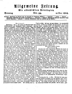 Allgemeine Zeitung Sonntag 18. Dezember 1808
