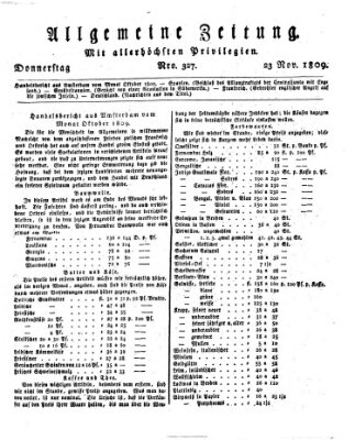Allgemeine Zeitung Donnerstag 23. November 1809
