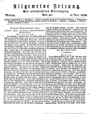 Allgemeine Zeitung Montag 27. November 1809