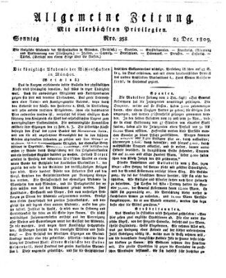 Allgemeine Zeitung Sonntag 24. Dezember 1809