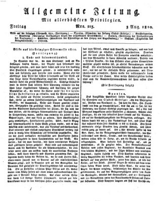 Allgemeine Zeitung Freitag 3. August 1810