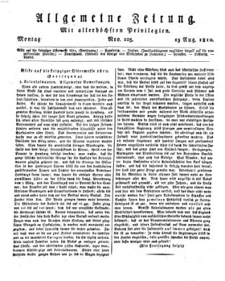 Allgemeine Zeitung Montag 13. August 1810