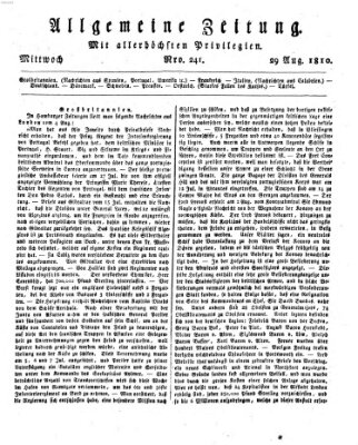 Allgemeine Zeitung Mittwoch 29. August 1810